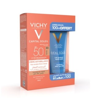 Vichy Capital soleil creme Anti Brillance Teinté + Apres Soleil 100ml Pack