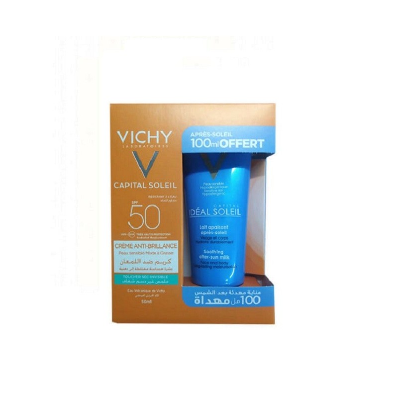 Vichy Capital soleil Crème Anti-brillance + Après Soleil 100ml Pack