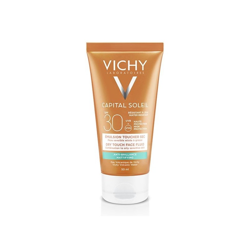 Vichy Capital Soleil Émulsion Anti-Brillance Toucher Sec SPF50 Peau Sensible Mixte à Grasse | 50ml