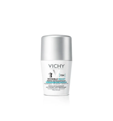 VICHY DÉODORANT DERMO-DÉTRANSPIRANT INVISIBLE PROTECT 72H ANTI-TACHES ANTI-IRRITATIONS.