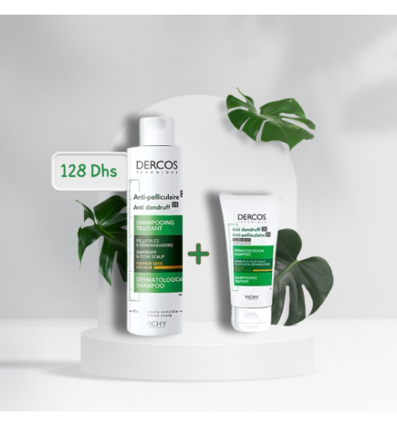 Vichy Dercos Shampoing Traitant Anti-Pelliculaire Cheveux Secs | 200ml égal 1 Shampooing miniature Offert