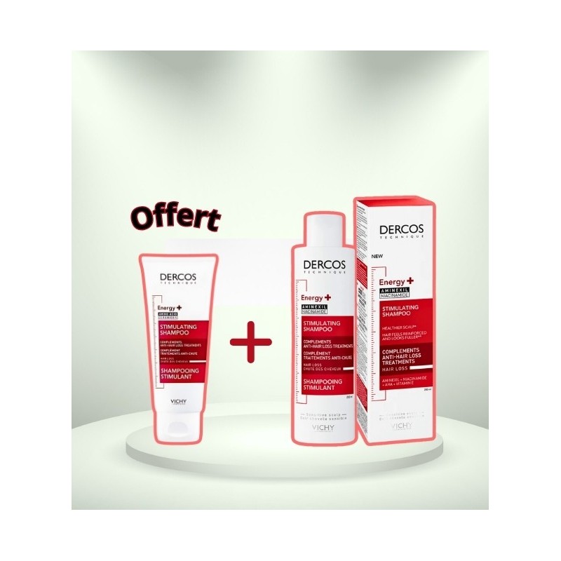 Vichy Dercos Technique ENERGY+ Shampooing Stimulant Anti-Chute | 200ml  égal  1 Shampooing miniature Offert