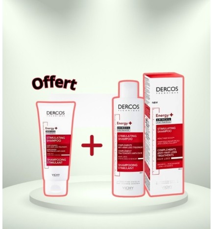 Vichy Dercos Technique ENERGY+ Shampooing Stimulant Anti-Chute | 200ml égal 1 Shampooing miniature Offert