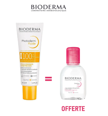 BIODERMA Photoderm Fluide invisible Spf100 + Sensibio H2O OFFERT