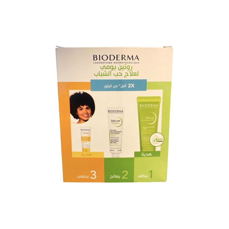 Bioderma Sebium Kerato+ 30ml + Gel Moussant Actif 45ml + Photoderm Format Voyage PACK