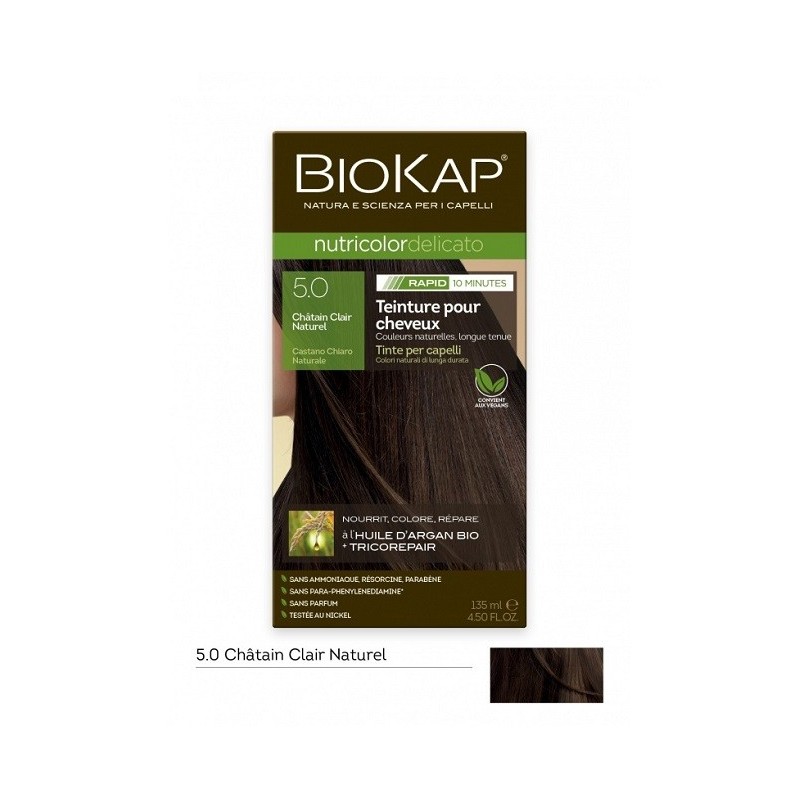 Biokap Nutricolor Delicato Rapid Teinture pour Cheveux 5.0 Chatain Clair Naturel
