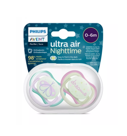 Avent Sucette Ultra Air Night Time 0-6m Scf376/19 Girl