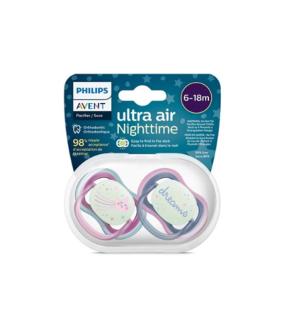 Avent Sucette Ultra Air Night Time 6-18m Scf376/14 Girl