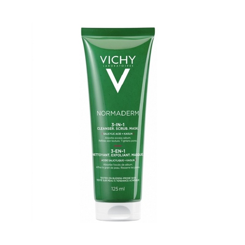 Vichy Normaderm 3en1 Exfoliant Nettoyant Masque Peau Mixte à Grasse | 125ml