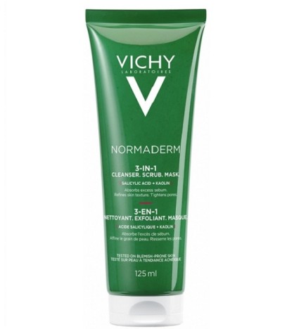 Vichy Normaderm 3en1 Exfoliant Nettoyant Masque Peau Mixte à Grasse | 125ml