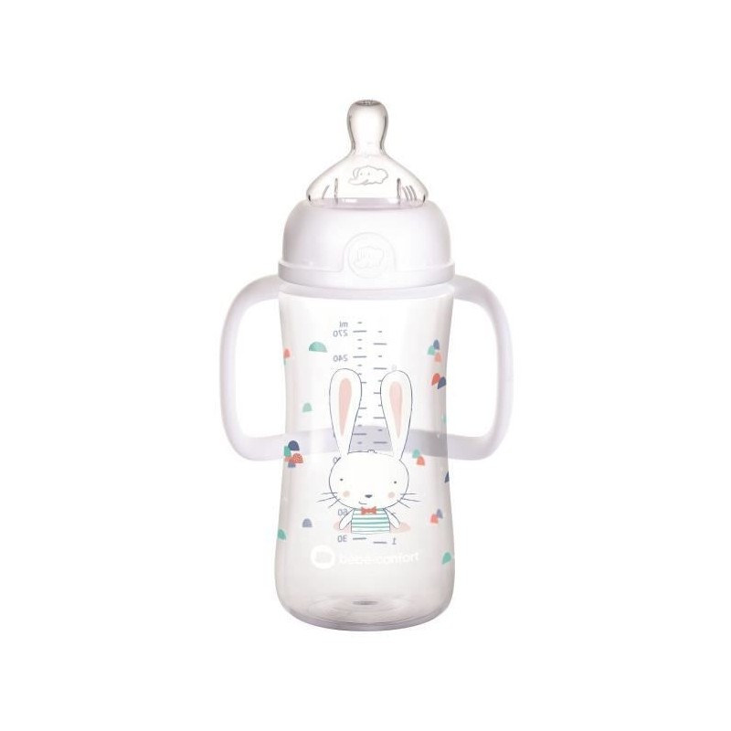 Bébé Conf Biberon Émotion Blanc avec poignet 6-24m 270ml