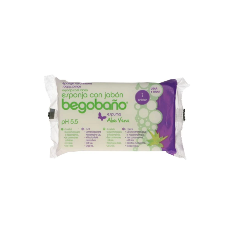 Begobano Eponge Savonneuse Aloe Vera 7.5 x 13 cm