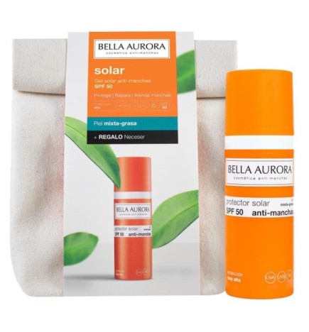 Bella aurora Gel Creme Solaire SPF 50+ Peaux mixte à grasses 50ml + Trousse