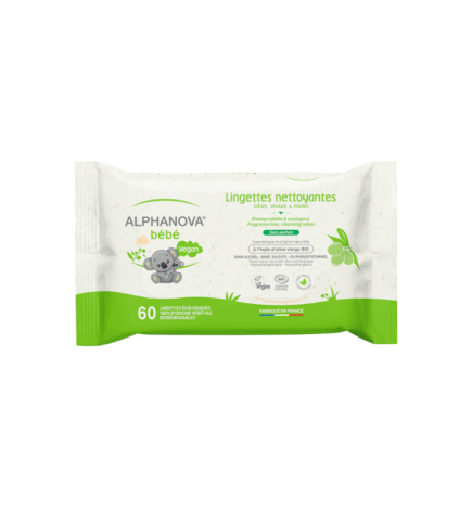 Alphanova Lingettes Nettoyantes Bebe 60 unités