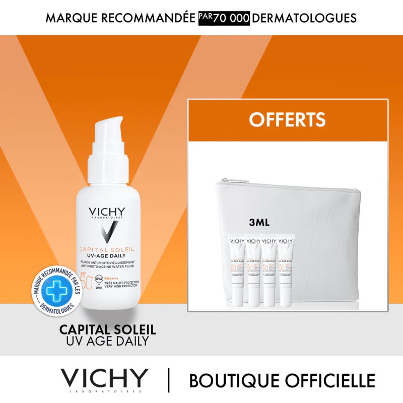 Vichy Capital Soleil UV-Age Daily spf50+ 40ml +Trousse + 4 Formats Voyage OFFERTS