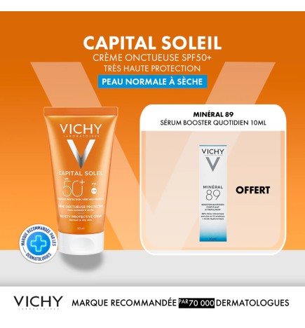 VICHY OFFRE CAPITAL SOLEIL CREME ONCTUEUSE PEAU NORMALE A SECHE SPF 50+ -50 ML + VICHY MINERALE 89 OFFERT 10ML