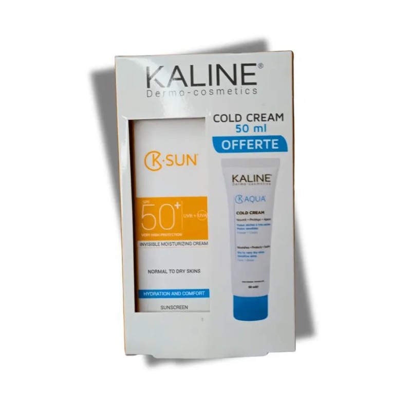KALINE K SUN CREME INVISIBLE SPF 50+ 50 ML ET COLD CREAM K AQUA 50 ML OFFERTE KALINE K SUN CREME INVISIBLE SPF 50+ 50 ML ET COLD CREAM K AQUA 50 ML OFFERTE