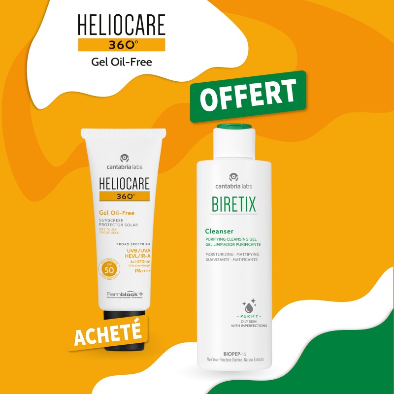 Heliocare 360Âș Gel Oil-free SPF 50 + Biretix Cleanser 200ml OFFERT Heliocare 360Âș Gel Oil-free SPF 50 + Biretix Cleanser 200ml OFFERT