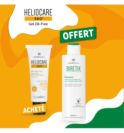 Heliocare 360º Gel Oil-free SPF 50 + Biretix Cleanser 200ml OFFERT