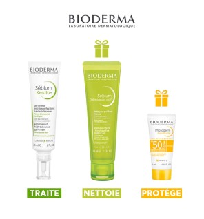 BIODERMA SEBIUM KERATO GEL CREME 30 ML + GEL MOUSSANT ACTIF 45ML + PHOTODERM AQUAFLUIDE SPF50+ 5ML