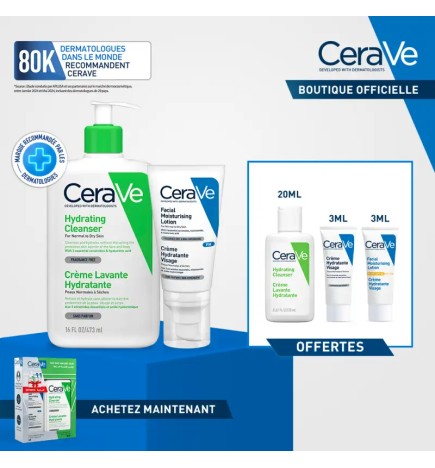 CERAVE CREME LAVANTE HYDRATANTE 473 ML+CREME HYDRATANTE VISAGE 50 ML