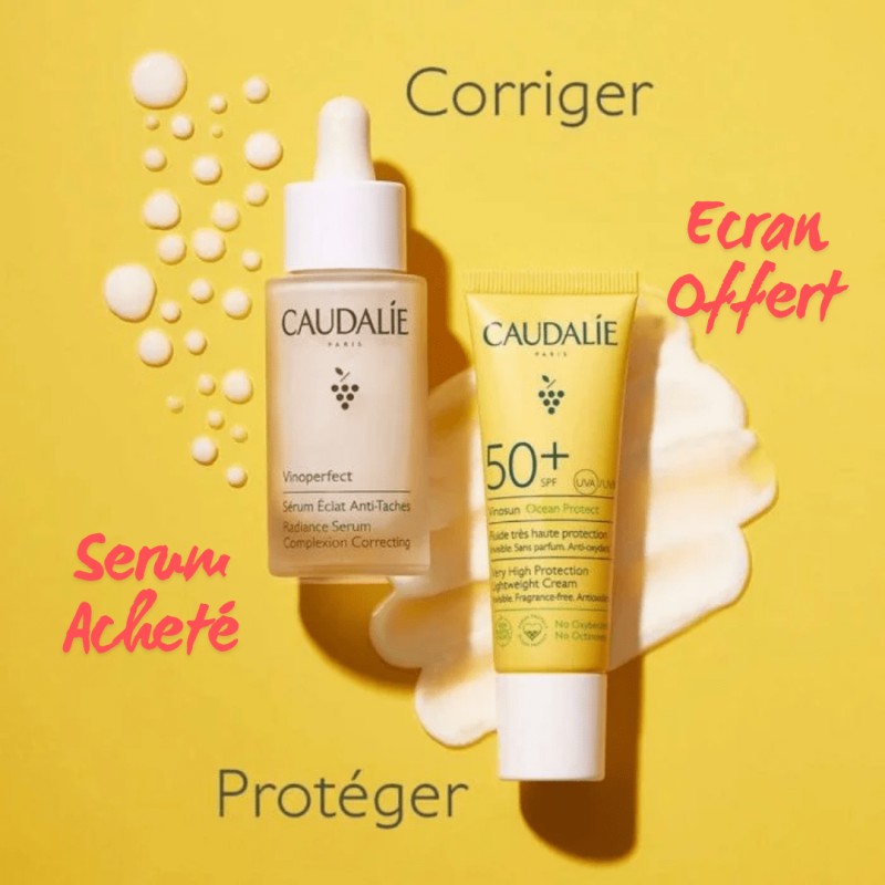 CAUDALIE SERUM VINOPERFECT ECLAT ANTI TACHES 30 ML + VINOSUN PROTECT SPF 50+ 20ML OFFERT