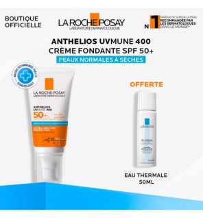 LA ROCHE POSAY OFFRE ANTHELIOS UVMUNE 400 CREME HYDRATANTE SPF 50+ INVISIBLE 50 ML + EAU THERMALE 50ML OFFERT