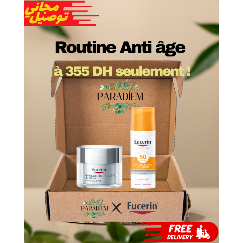EUCERIN Hyaluron-Filler 3X Effect Soin de Jour Peau Sèche 50 ML + Sun fluide anti âge 50 ML