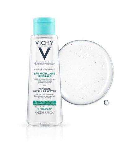 Vichy Pureté Thermale Eau Micellaire Minérale Peau Mixte à Grasse | 200ml