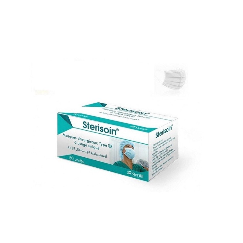 STERISOIN Masques Chirurgicaux Blancs 50 Unités