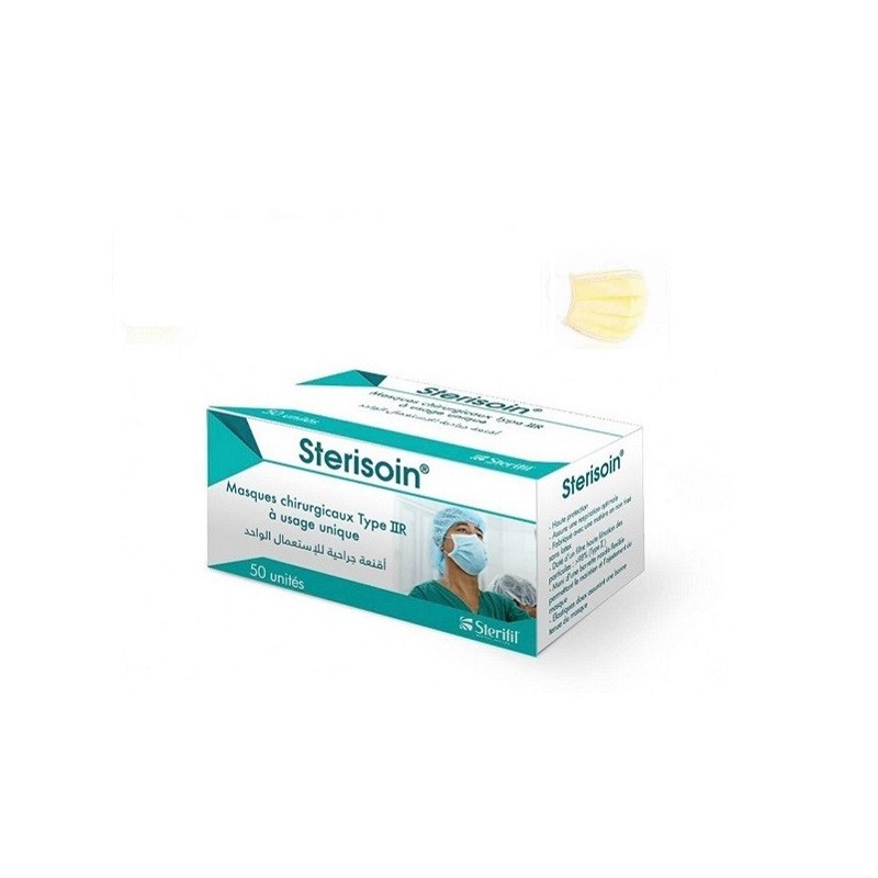 STERISOIN Masques Chirurgicaux Jaunes 50 Unités