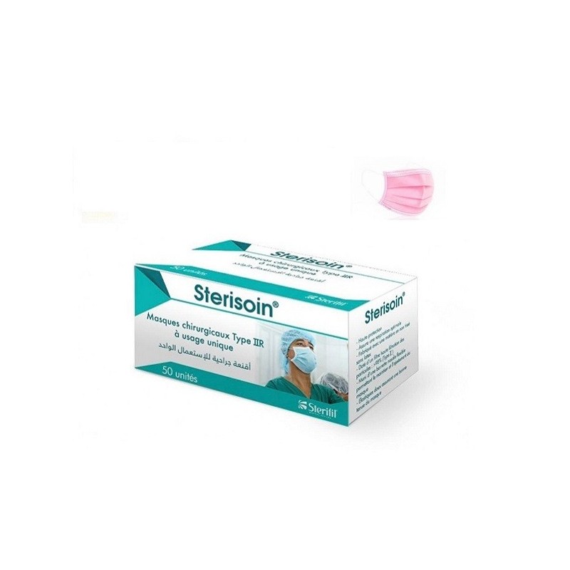STERISOIN Masques Chirurgicaux Roses 50 Unités