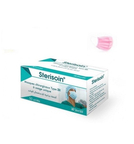 STERISOIN Masques Chirurgicaux Roses 50 Unités