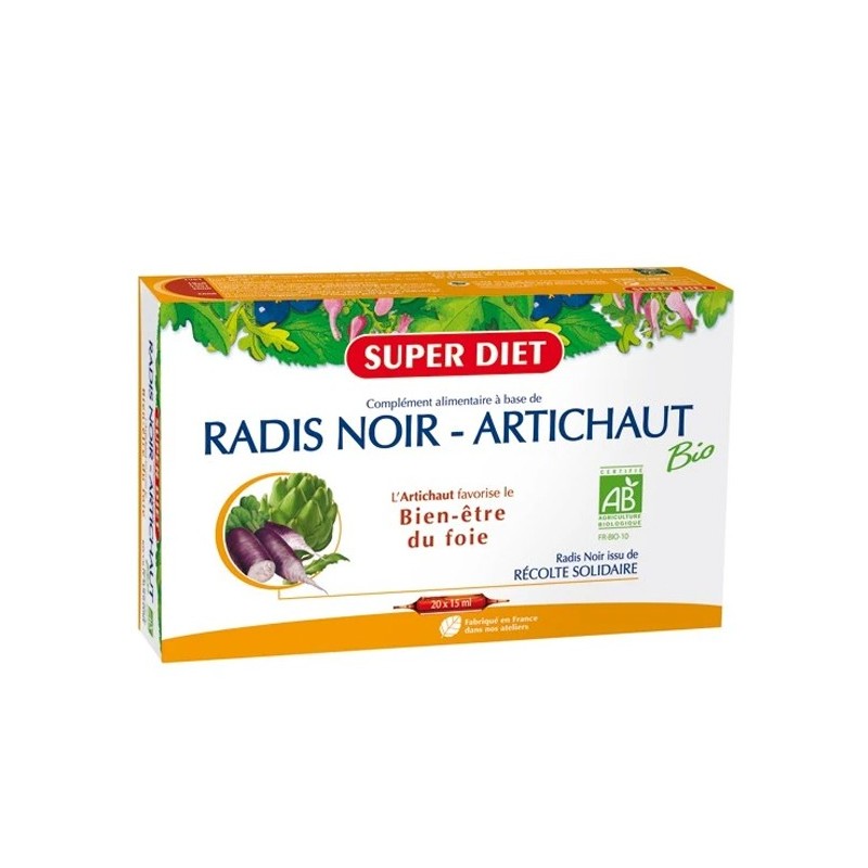 Super Diet Radis Noir – Artichaut Bio – 20 Ampoules x 15 ml