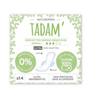Tadam Serviette Ultra Coton Bio Normal+ 14un
