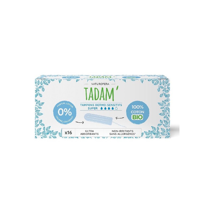 Tadam Tampons Coton Bio Super 16 Unités