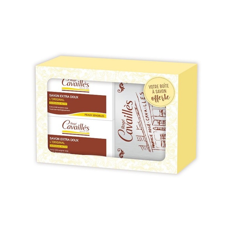 Rogé Cavaillès Savon Surgras Extra Doux 2x250g+1 Boite Offerte
