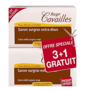 Roge Cavailles Savon surgras extra-doux 3x250g + 1Gratuit