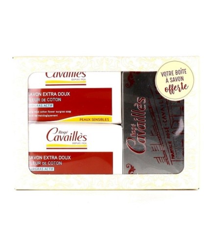 Rogé Cavaillès Savon Surgras Fleur de Coton 2x250g+1 Boite Offerte