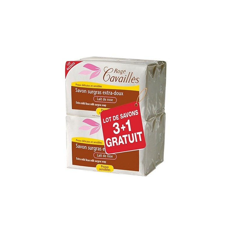 ROGE CAVAILLES Savon Surgras Fleur De Coton 3+1*250g Pack