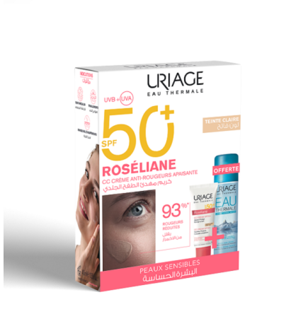 ROSÉLIANE CC CREAM SPF50 TEINTE CLAIRE + EAU THERMALE 50ML OFFERTE
