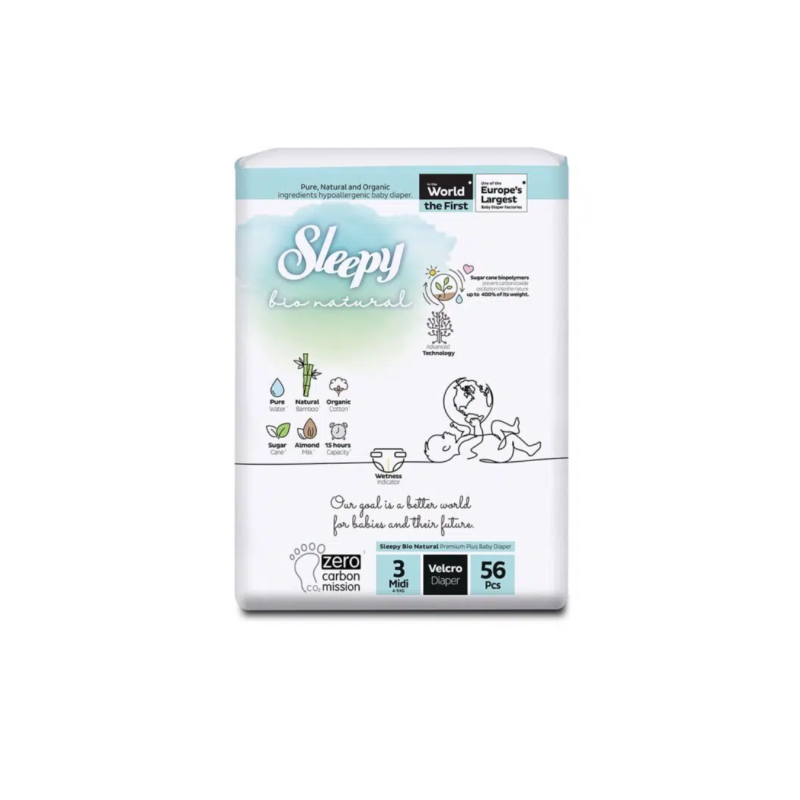Sleepy Bio Natural Culottes Taille 3 midi 4-9kg 56 Pieces