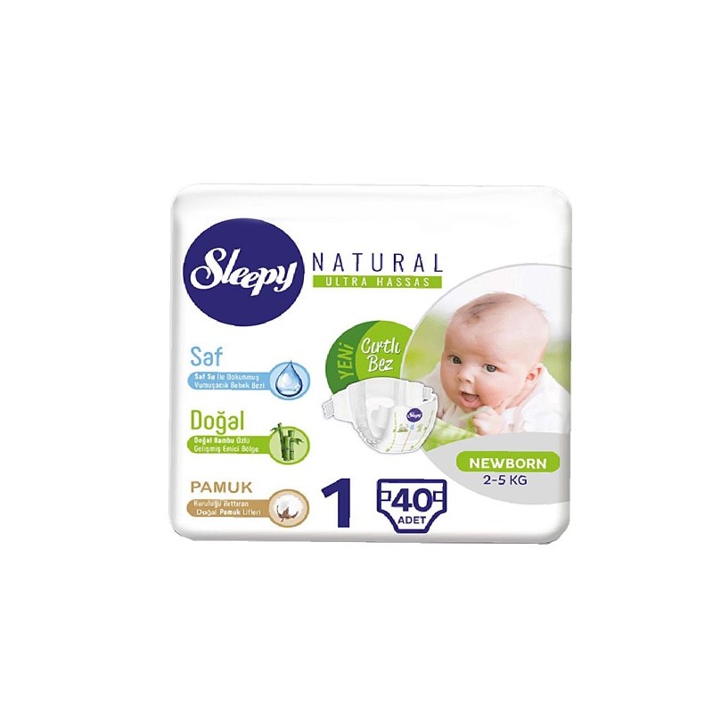 Sleepy Natural 1, Couches Newborn 2-5kg/40pcs