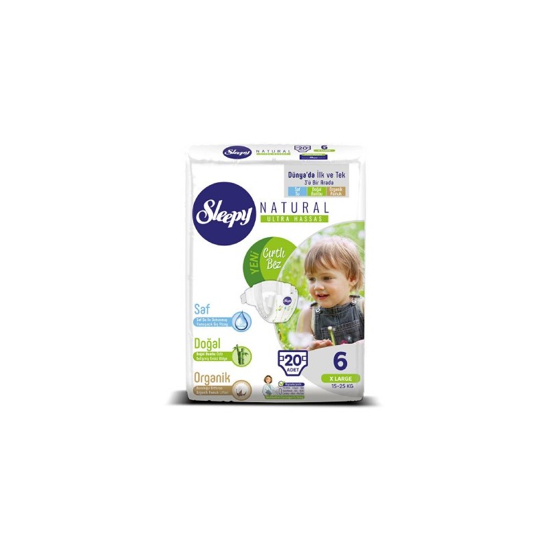 Sleepy Natural 6, Couches Taille X-large 15-25kg/20pcs
