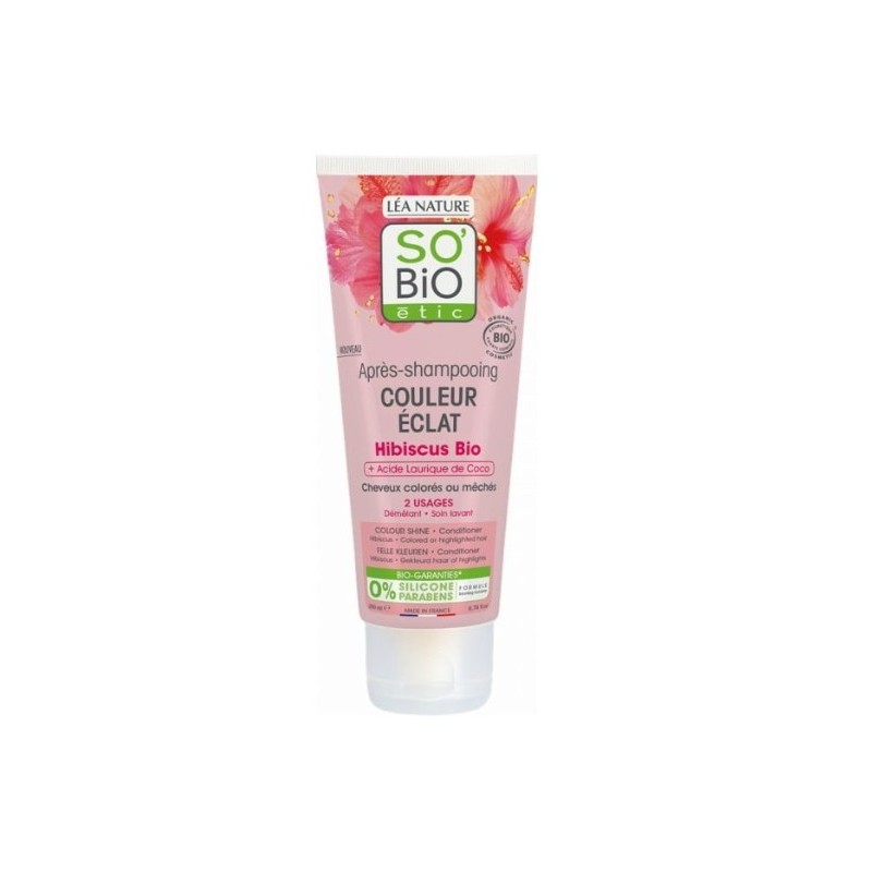 SO BIO APRES SHAMPOOING COULEUR ECLAT HIBISCUS 200ML