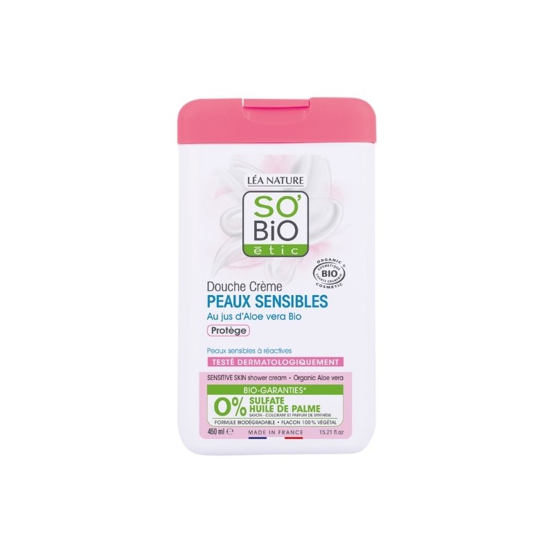 SO BIO DOUCHE CREME PEAUX SENSIBLES AU JUST D’ALOE VERA 450ML