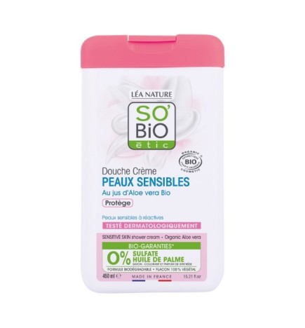 SO BIO DOUCHE CREME PEAUX SENSIBLES AU JUST D’ALOE VERA 450ML