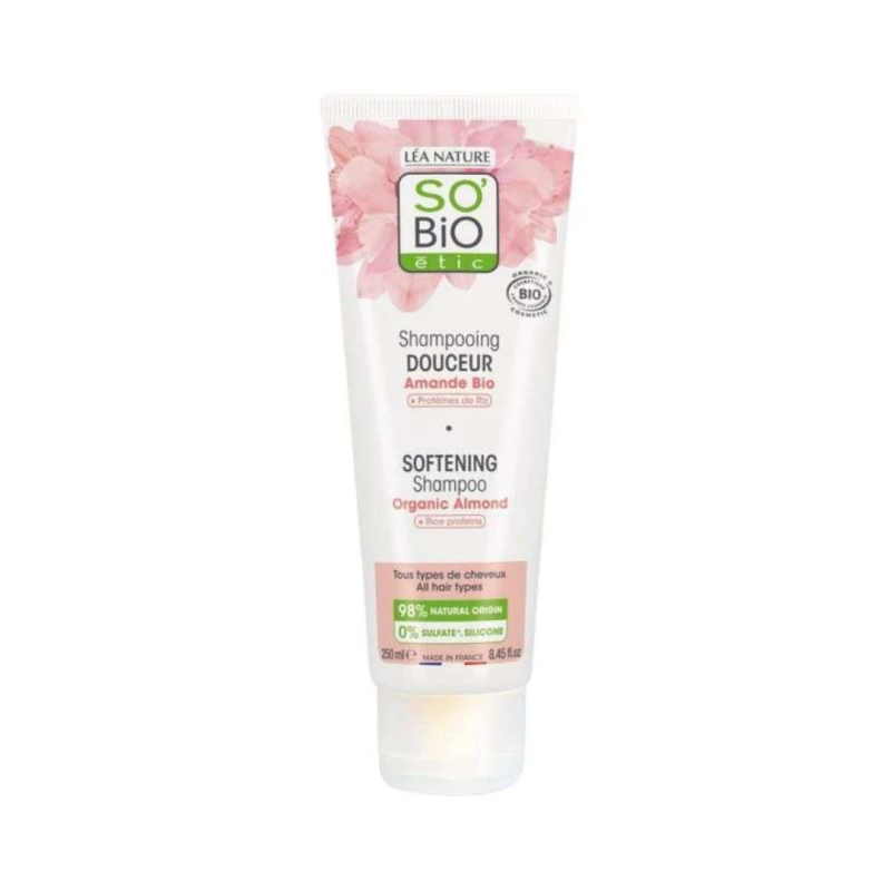 SO BIO SHAMPOOING DOUX AU LAIT D’AMANDE ET PROTEINE DE RIZ 250ML