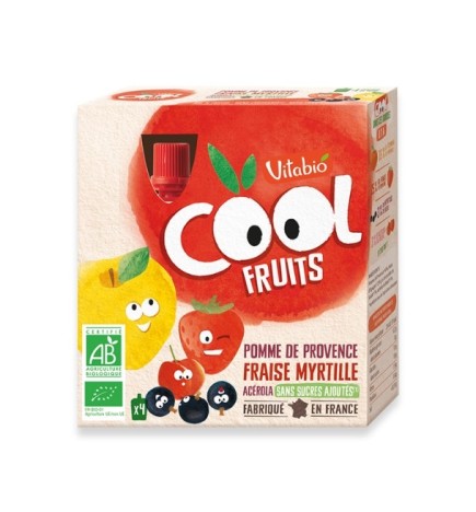 VITABIO COOL FRUITS POMME FRAISE MYRTILLE 4 X 90G