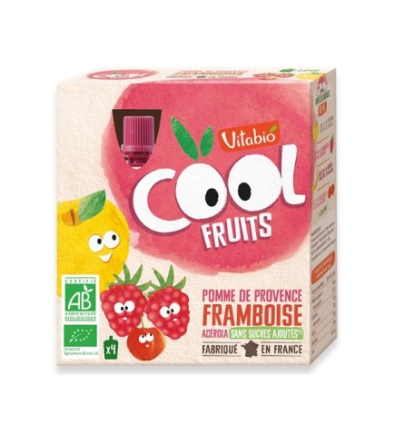 VITABIO COOL FRUITS POMME FRAMBOISE 4 X 90G